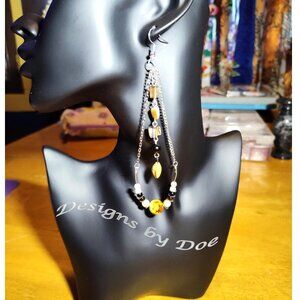 Handmade Long Glass & Seed Bead Dangle Earrings – 5”. SHIPS FREE